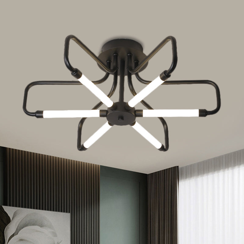 Floral Frame Semi Flush Light Fixture Modern Acrylic Black/Gold LED Ceiling Lamp in Warm/White Light, 24.5"/39" Wide Clearhalo 'Ceiling Lights' 'Close To Ceiling Lights' 'Close to ceiling' 'Semi-flushmount' Lighting' 1805335