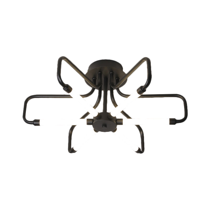 Floral Frame Semi Flush Light Fixture Modern Acrylic Black/Gold LED Ceiling Lamp in Warm/White Light, 24.5"/39" Wide Clearhalo 'Ceiling Lights' 'Close To Ceiling Lights' 'Close to ceiling' 'Semi-flushmount' Lighting' 1805336