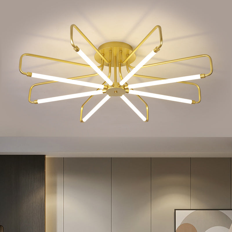Floral Frame Semi Flush Light Fixture Modern Acrylic Black/Gold LED Ceiling Lamp in Warm/White Light, 24.5"/39" Wide Gold 39" Clearhalo 'Ceiling Lights' 'Close To Ceiling Lights' 'Close to ceiling' 'Semi-flushmount' Lighting' 1805337