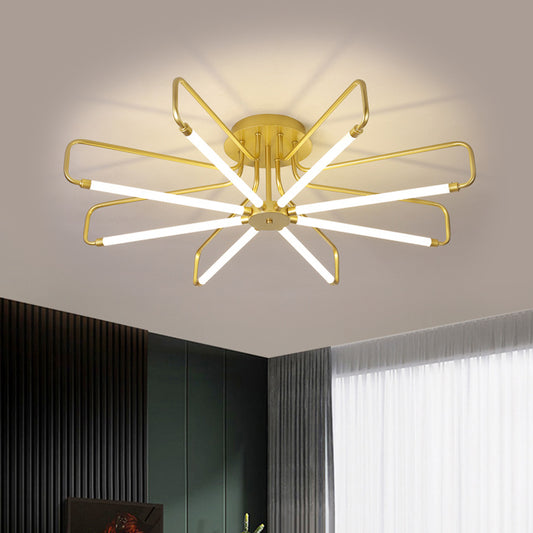 Floral Frame Semi Flush Light Fixture Modern Acrylic Black/Gold LED Ceiling Lamp in Warm/White Light, 24.5"/39" Wide Clearhalo 'Ceiling Lights' 'Close To Ceiling Lights' 'Close to ceiling' 'Semi-flushmount' Lighting' 1805338