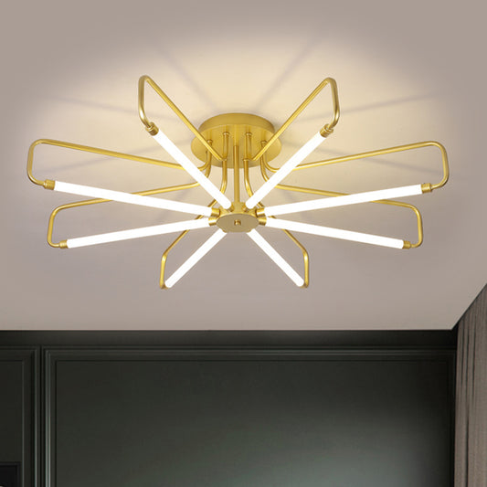 Floral Frame Semi Flush Light Fixture Modern Acrylic Black/Gold LED Ceiling Lamp in Warm/White Light, 24.5"/39" Wide Clearhalo 'Ceiling Lights' 'Close To Ceiling Lights' 'Close to ceiling' 'Semi-flushmount' Lighting' 1805339