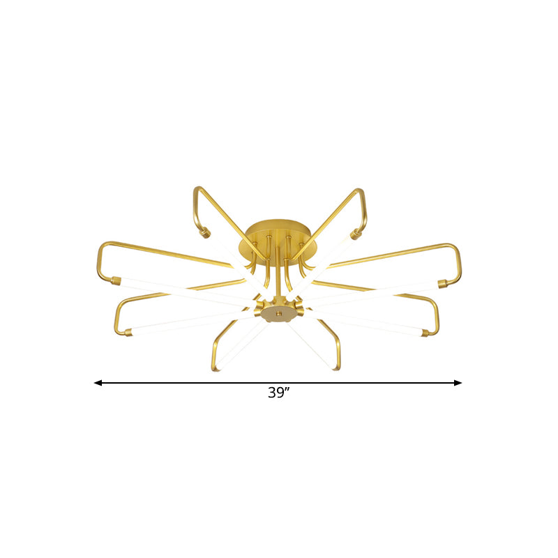 Floral Frame Semi Flush Light Fixture Modern Acrylic Black/Gold LED Ceiling Lamp in Warm/White Light, 24.5"/39" Wide Clearhalo 'Ceiling Lights' 'Close To Ceiling Lights' 'Close to ceiling' 'Semi-flushmount' Lighting' 1805341