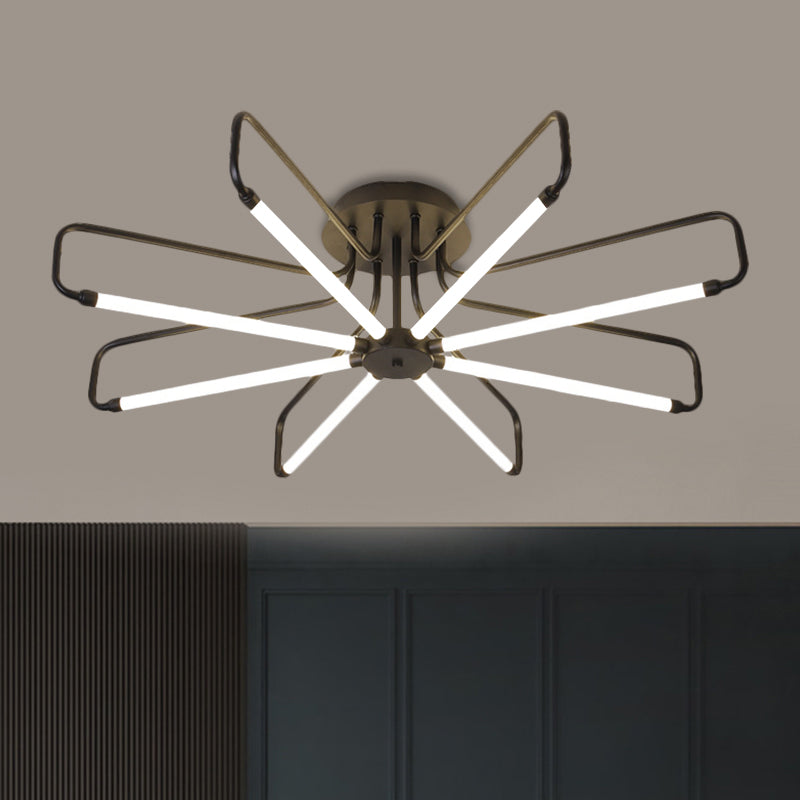 Floral Frame Semi Flush Light Fixture Modern Acrylic Black/Gold LED Ceiling Lamp in Warm/White Light, 24.5"/39" Wide Black 39" Clearhalo 'Ceiling Lights' 'Close To Ceiling Lights' 'Close to ceiling' 'Semi-flushmount' Lighting' 1805342