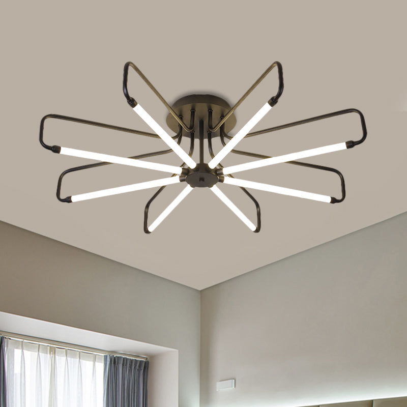 Floral Frame Semi Flush Light Fixture Modern Acrylic Black/Gold LED Ceiling Lamp in Warm/White Light, 24.5"/39" Wide Clearhalo 'Ceiling Lights' 'Close To Ceiling Lights' 'Close to ceiling' 'Semi-flushmount' Lighting' 1805343