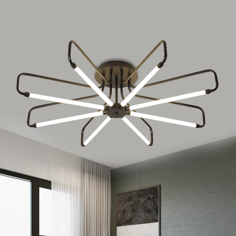 Floral Frame Semi Flush Light Fixture Modern Acrylic Black/Gold LED Ceiling Lamp in Warm/White Light, 24.5"/39" Wide Clearhalo 'Ceiling Lights' 'Close To Ceiling Lights' 'Close to ceiling' 'Semi-flushmount' Lighting' 1805344