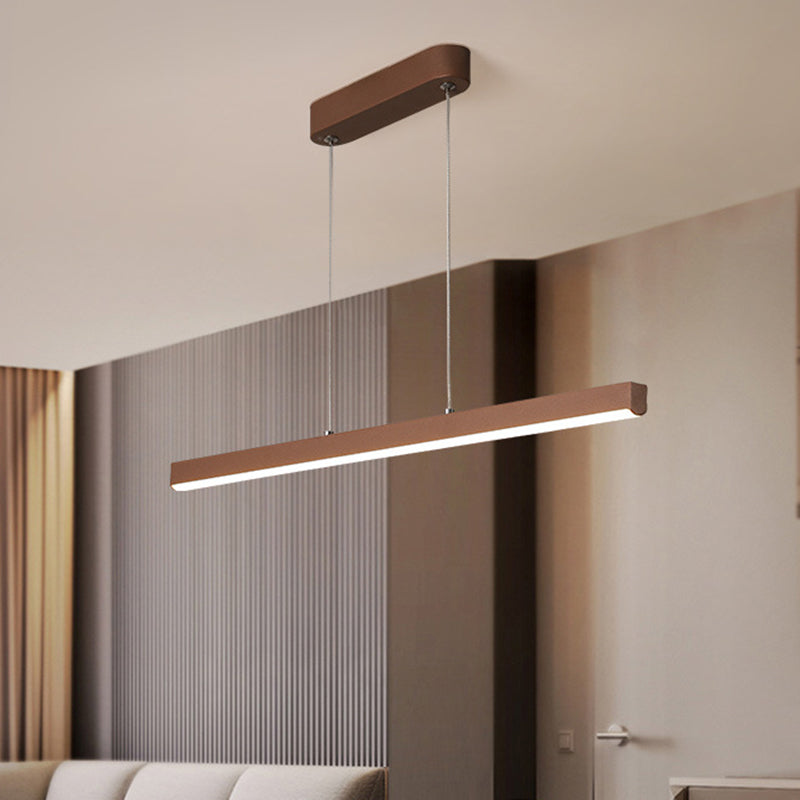 Metal Linear Island Lighting Ideas Modernism LED Ceiling Suspension Lamp in Brown, Warm/White Light Brown Clearhalo 'Ceiling Lights' 'Island Lights' Lighting' 1805350