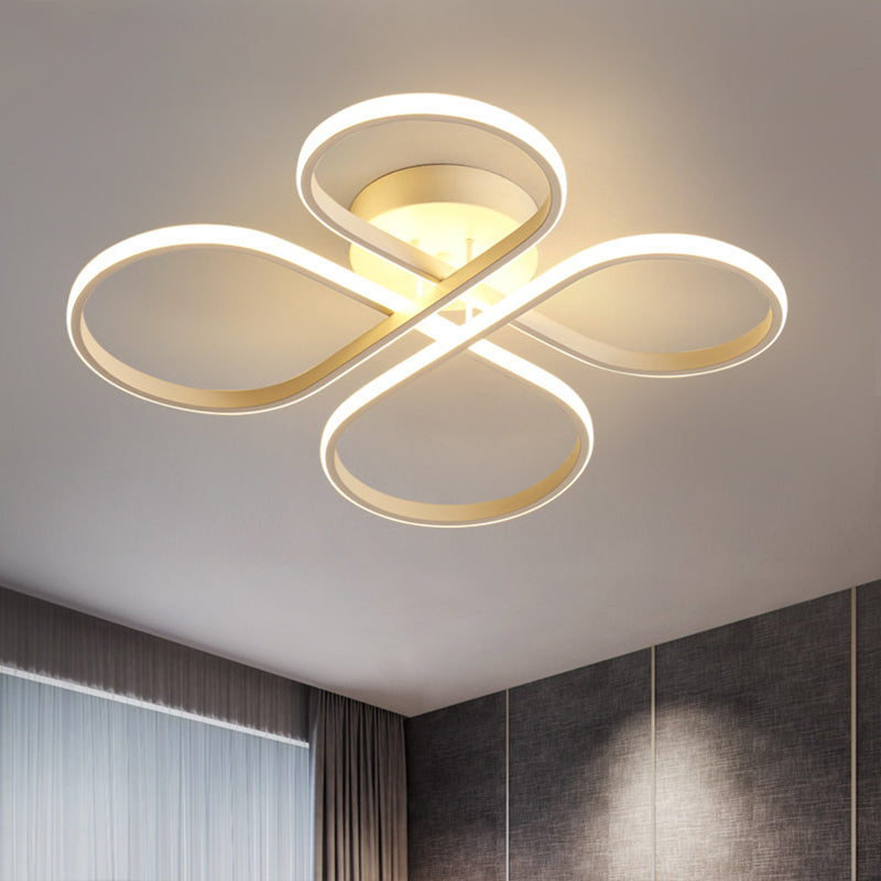 23"/27.5" W Minimalist LED Semi Flush White Floral Close to Ceiling Lighting with Acrylic Shade, Warm/White Light Clearhalo 'Ceiling Lights' 'Close To Ceiling Lights' 'Close to ceiling' 'Semi-flushmount' Lighting' 1805359