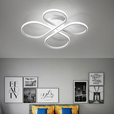 23"/27.5" W Minimalist LED Semi Flush White Floral Close to Ceiling Lighting with Acrylic Shade, Warm/White Light White Clearhalo 'Ceiling Lights' 'Close To Ceiling Lights' 'Close to ceiling' 'Semi-flushmount' Lighting' 1805360