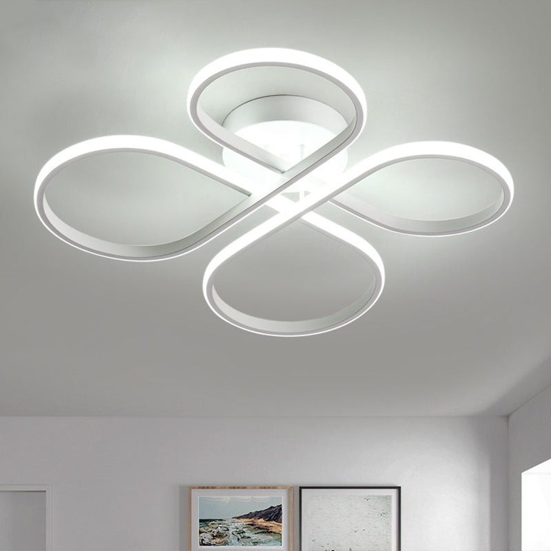 23"/27.5" W Minimalist LED Semi Flush White Floral Close to Ceiling Lighting with Acrylic Shade, Warm/White Light Clearhalo 'Ceiling Lights' 'Close To Ceiling Lights' 'Close to ceiling' 'Semi-flushmount' Lighting' 1805361