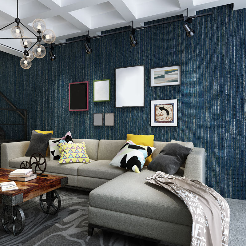 Modern Mottled and Crossed Line Non-Pasted Wallpaper for Guest Room and Restaurant, 33' by 20.5" Dark Blue Clearhalo 'Modern wall decor' 'Modern' 'Wallpaper' Wall Decor' 1805523