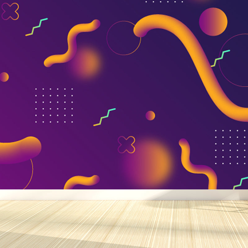 Dark Color Geometric Wallpaper Mural Abstract Modern Waterproofing Wall Art for Home Orange Clearhalo 'Wall Decor' 'Wall Mural' 1805569