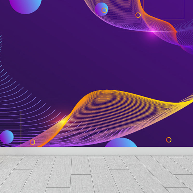 Sci-Fi Geometry Wall Mural Decal Non-Woven Moisture Resistant Dark Color Wall Covering for Room Orange Clearhalo 'Wall Decor' 'Wall Mural' 1805584