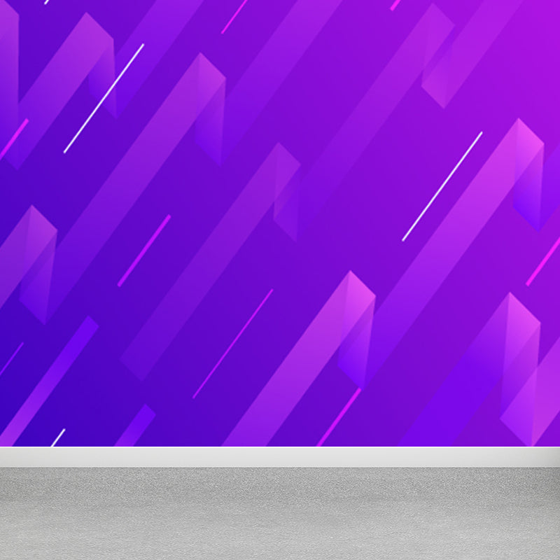 Sci-Fi Geometry Wall Mural Decal Non-Woven Moisture Resistant Dark Color Wall Covering for Room Purple Clearhalo 'Wall Decor' 'Wall Mural' 1805594