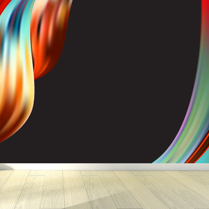 Curvy Ribbons Mural Wallpaper Dark Color Modernist Wall Covering for Accent Wall Green Clearhalo 'Wall Decor' 'Wall Mural' 1805659