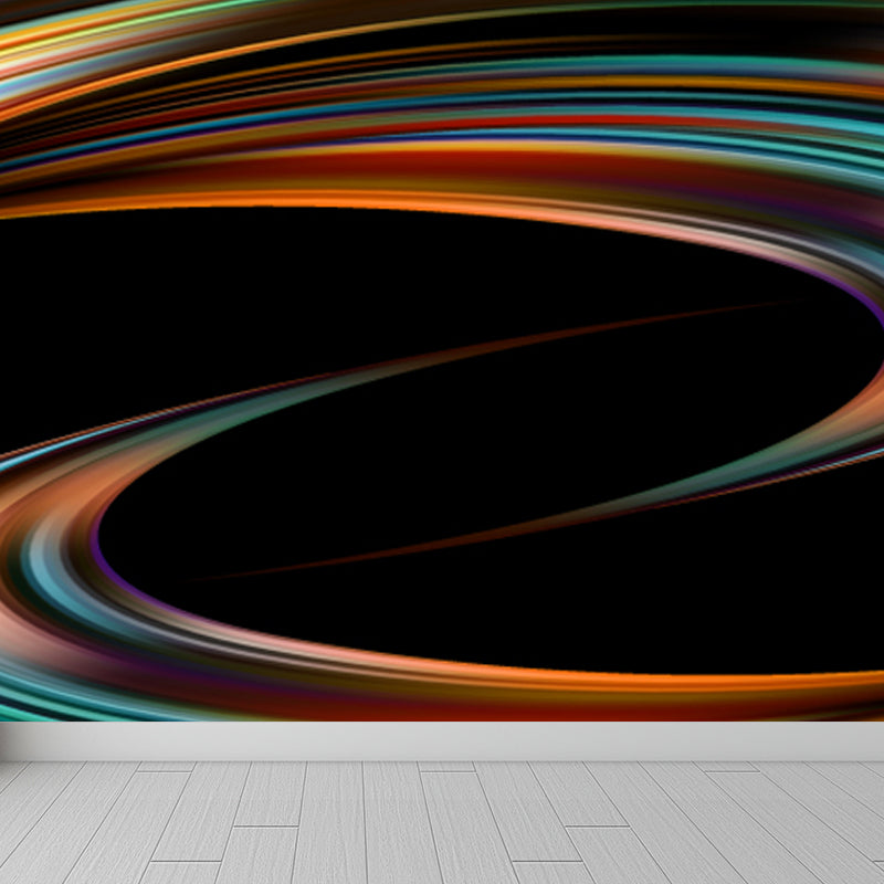 Curvy Ribbons Mural Wallpaper Dark Color Modernist Wall Covering for Accent Wall Orange Clearhalo 'Wall Decor' 'Wall Mural' 1805664