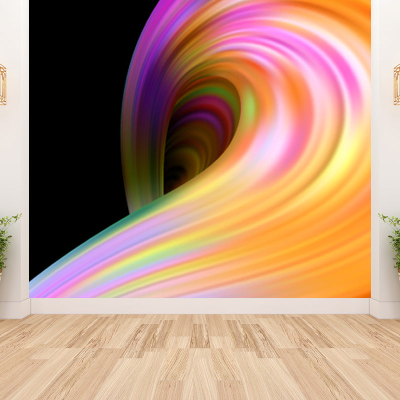 Curvy Ribbons Mural Wallpaper Dark Color Modernist Wall Covering for Accent Wall Yellow Clearhalo 'Wall Decor' 'Wall Mural' 1805669