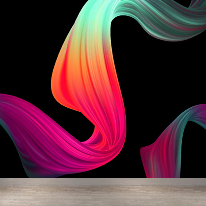 Curvy Ribbons Mural Wallpaper Dark Color Modernist Wall Covering for Accent Wall Clearhalo 'Wall Decor' 'Wall Mural' 1805681