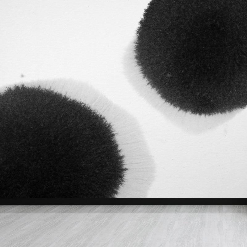 Minimalist Ink Brushstroke Wall Mural Black and White Waterproofing Wall Decor for Room Clearhalo 'Wall Decor' 'Wall Mural' 1805685