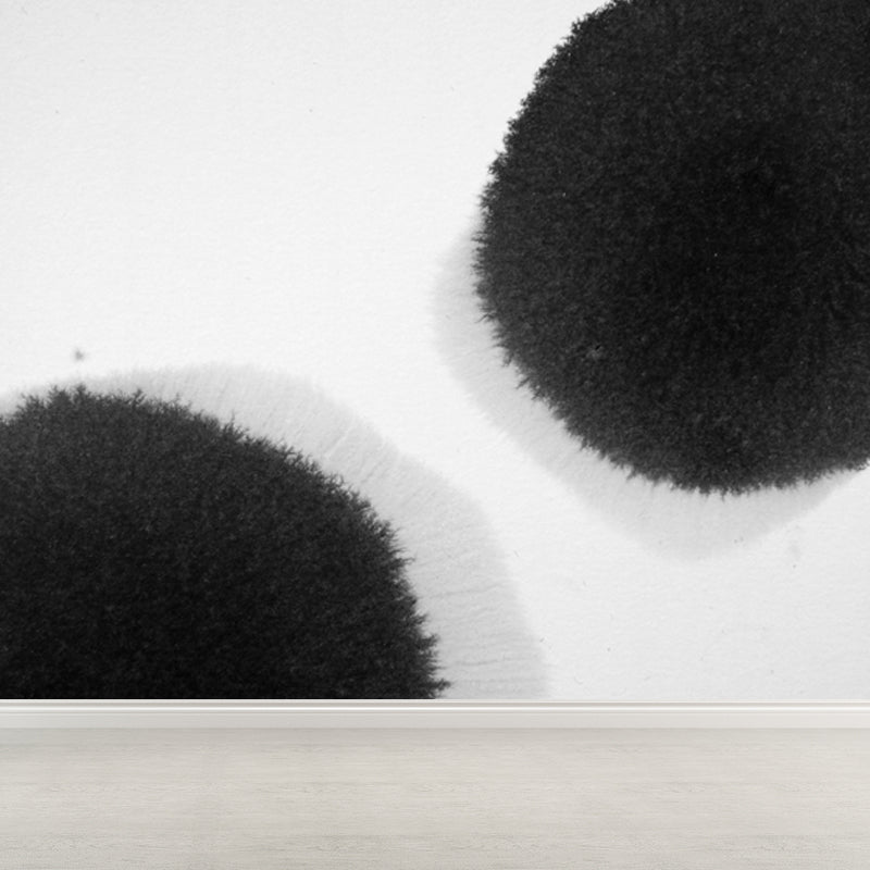 Minimalist Ink Brushstroke Wall Mural Black and White Waterproofing Wall Decor for Room Clearhalo 'Wall Decor' 'Wall Mural' 1805686