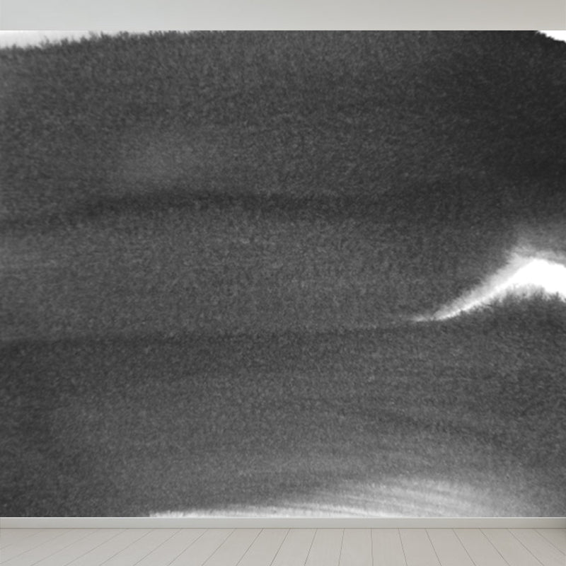 Minimalist Ink Brushstroke Wall Mural Black and White Waterproofing Wall Decor for Room Black Design 2 Clearhalo 'Wall Decor' 'Wall Mural' 1805689