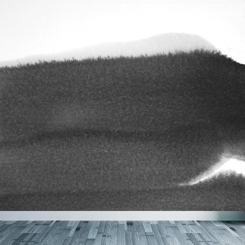 Minimalist Ink Brushstroke Wall Mural Black and White Waterproofing Wall Decor for Room Clearhalo 'Wall Decor' 'Wall Mural' 1805691