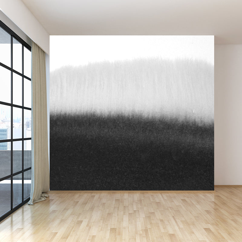 Minimalist Ink Brushstroke Wall Mural Black and White Waterproofing Wall Decor for Room Black Design 4 Clearhalo 'Wall Decor' 'Wall Mural' 1805699