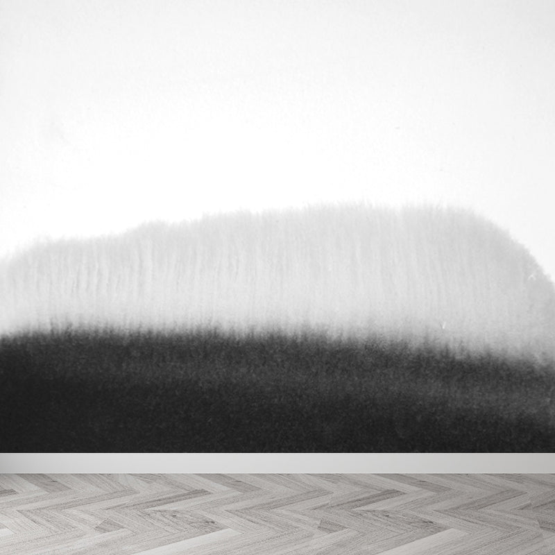 Minimalist Ink Brushstroke Wall Mural Black and White Waterproofing Wall Decor for Room Clearhalo 'Wall Decor' 'Wall Mural' 1805701