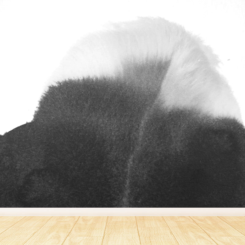 Minimalist Ink Brushstroke Wall Mural Black and White Waterproofing Wall Decor for Room Clearhalo 'Wall Decor' 'Wall Mural' 1805705