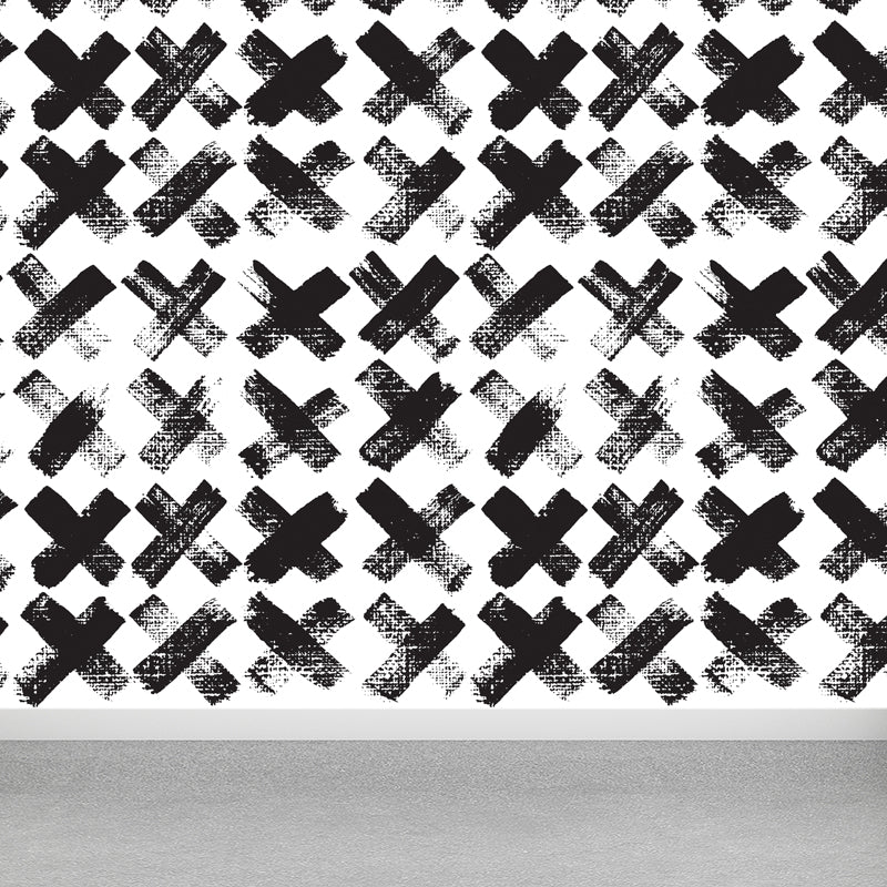 Illustration Plant Wall Covering Mural Whole Wall Decor for Kids Room, Made to Measure Black Design 2 Clearhalo 'Wall Decor' 'Wall Mural' 1805764