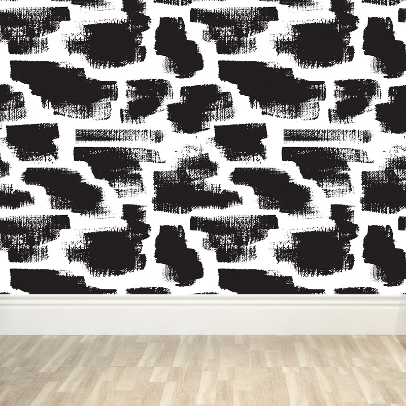 Illustration Plant Wall Covering Mural Whole Wall Decor for Kids Room, Made to Measure Black Design 5 Clearhalo 'Wall Decor' 'Wall Mural' 1805779