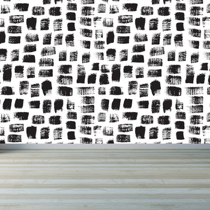 Seamless Pattern Plant Mural Decal Modern Non-Woven Cloth Wall Art in Black and White Black Design 1 Clearhalo 'Wall Decor' 'Wall Mural' 1805784