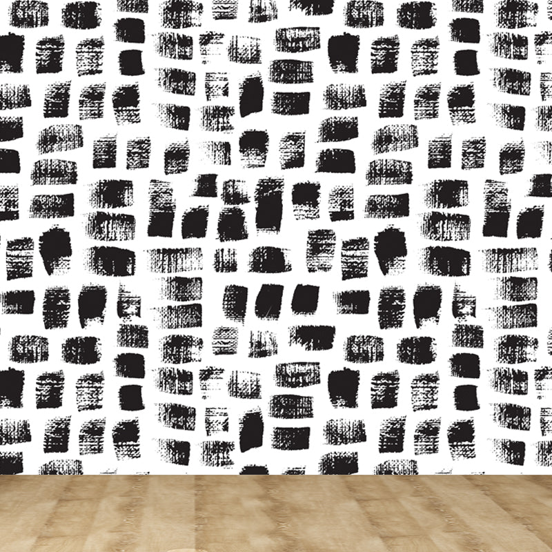 Seamless Pattern Plant Mural Decal Modern Non-Woven Cloth Wall Art in Black and White Clearhalo 'Wall Decor' 'Wall Mural' 1805786