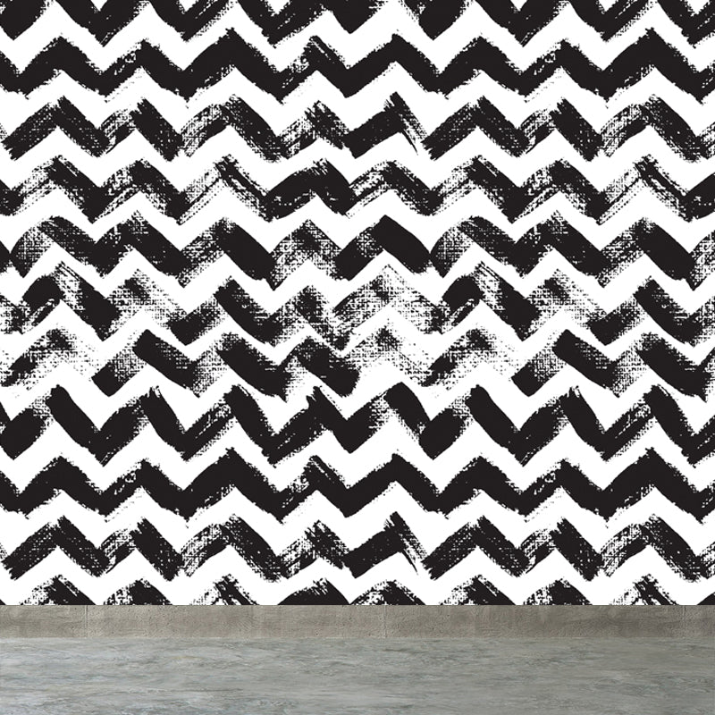 Seamless Pattern Plant Mural Decal Modern Non-Woven Cloth Wall Art in Black and White Clearhalo 'Wall Decor' 'Wall Mural' 1805791