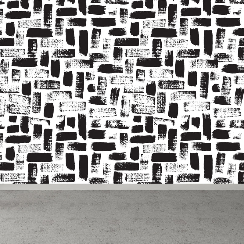 Seamless Pattern Plant Mural Decal Modern Non-Woven Cloth Wall Art in Black and White Black Design 3 Clearhalo 'Wall Decor' 'Wall Mural' 1805794