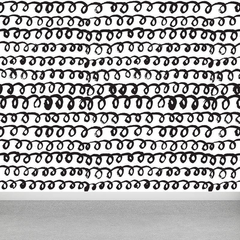 Seamless Pattern Plant Mural Decal Modern Non-Woven Cloth Wall Art in Black and White Black Design 4 Clearhalo 'Wall Decor' 'Wall Mural' 1805799