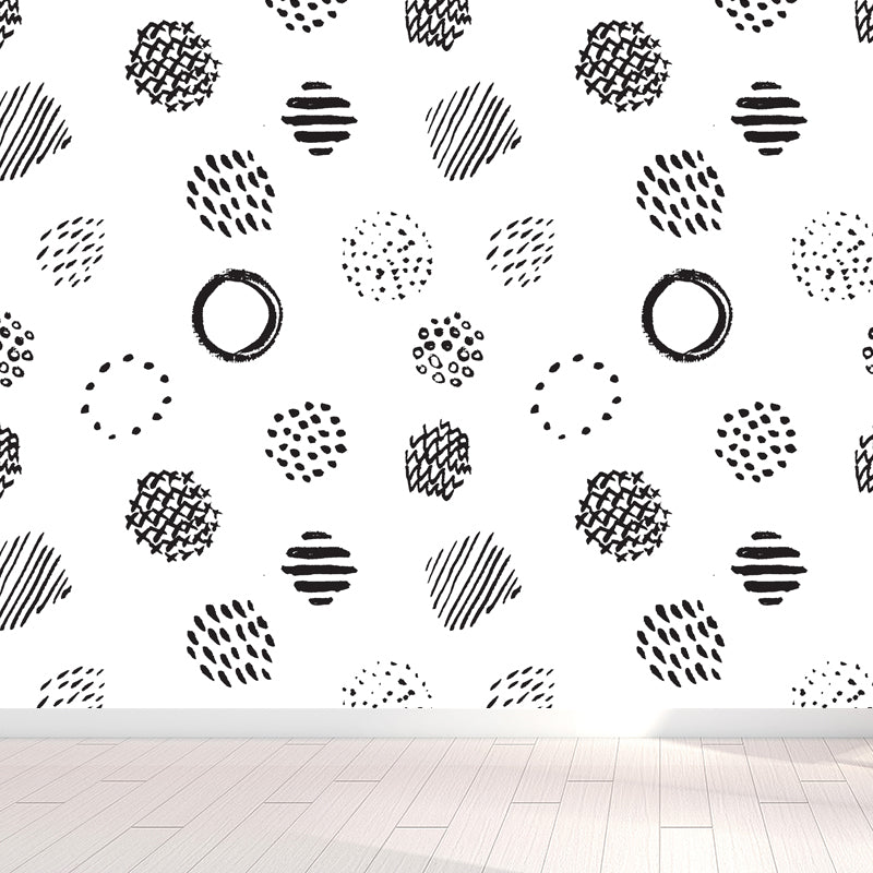 Seamless Pattern Plant Mural Decal Modern Non-Woven Cloth Wall Art in Black and White Black Design 5 Clearhalo 'Wall Decor' 'Wall Mural' 1805804