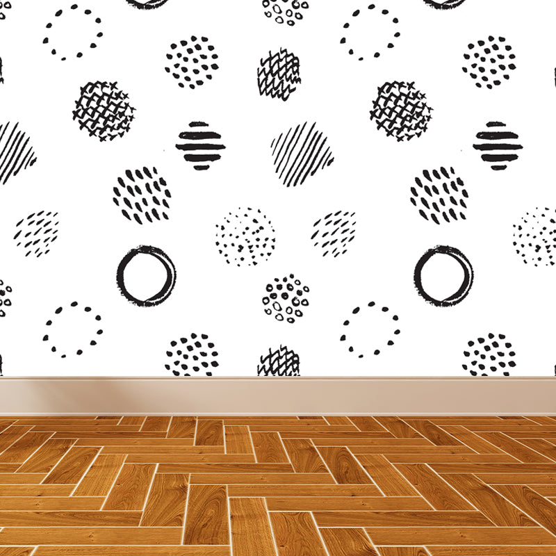Seamless Pattern Plant Mural Decal Modern Non-Woven Cloth Wall Art in Black and White Clearhalo 'Wall Decor' 'Wall Mural' 1805805