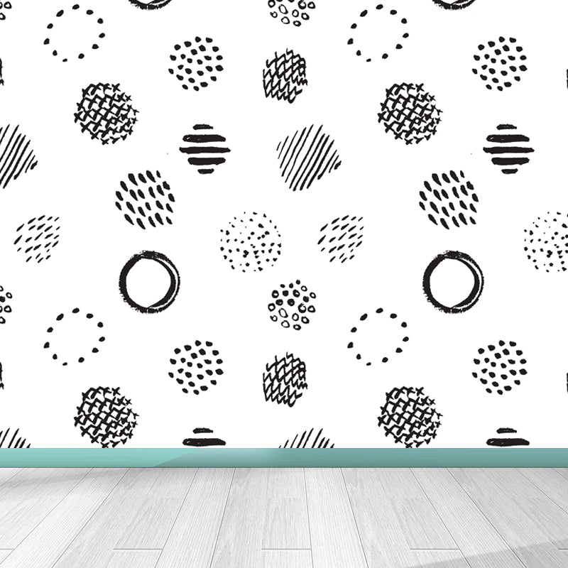 Seamless Pattern Plant Mural Decal Modern Non-Woven Cloth Wall Art in Black and White Clearhalo 'Wall Decor' 'Wall Mural' 1805806