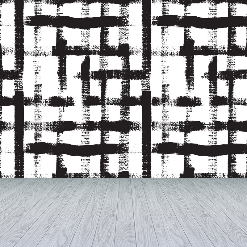 Modern Geometric Wall Mural Non-Woven Stain Resistant Black and White Wall Art for Home Black Design 1 Clearhalo 'Wall Decor' 'Wall Mural' 1805859