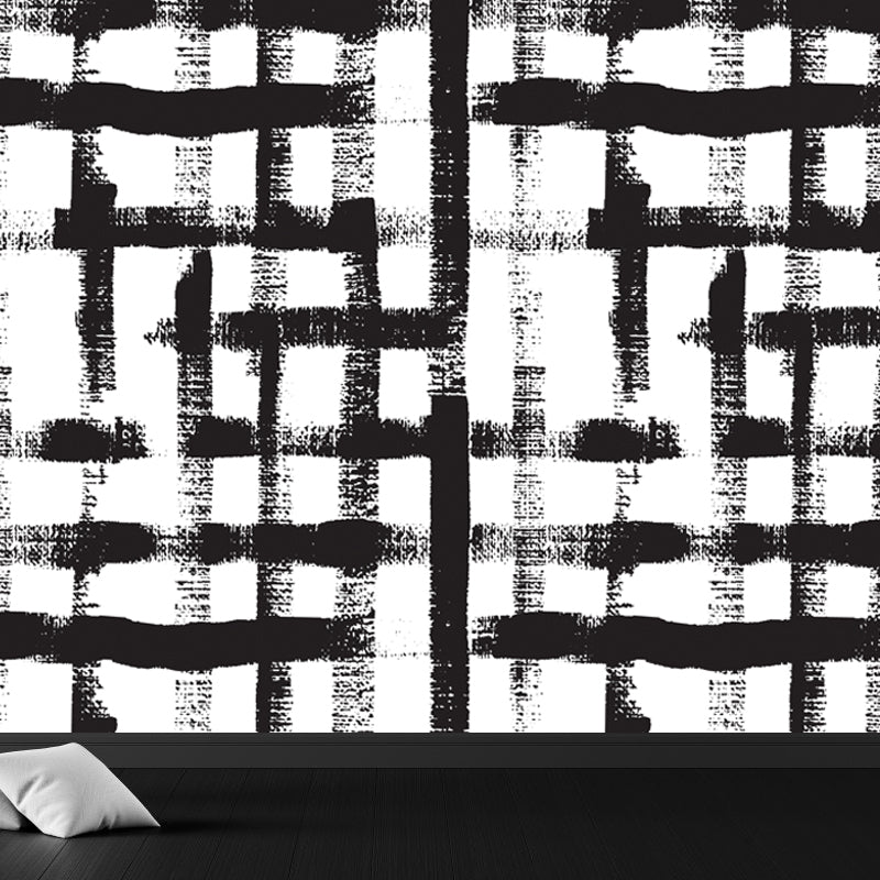 Modern Geometric Wall Mural Non-Woven Stain Resistant Black and White Wall Art for Home Clearhalo 'Wall Decor' 'Wall Mural' 1805861