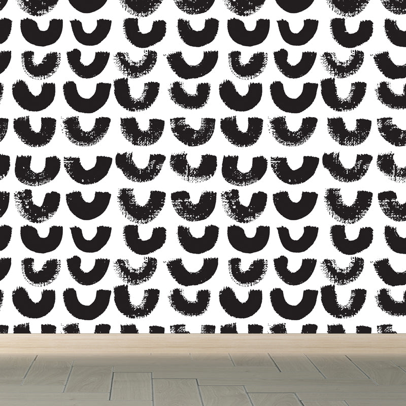 Modern Geometric Wall Mural Non-Woven Stain Resistant Black and White Wall Art for Home Black Design 4 Clearhalo 'Wall Decor' 'Wall Mural' 1805874