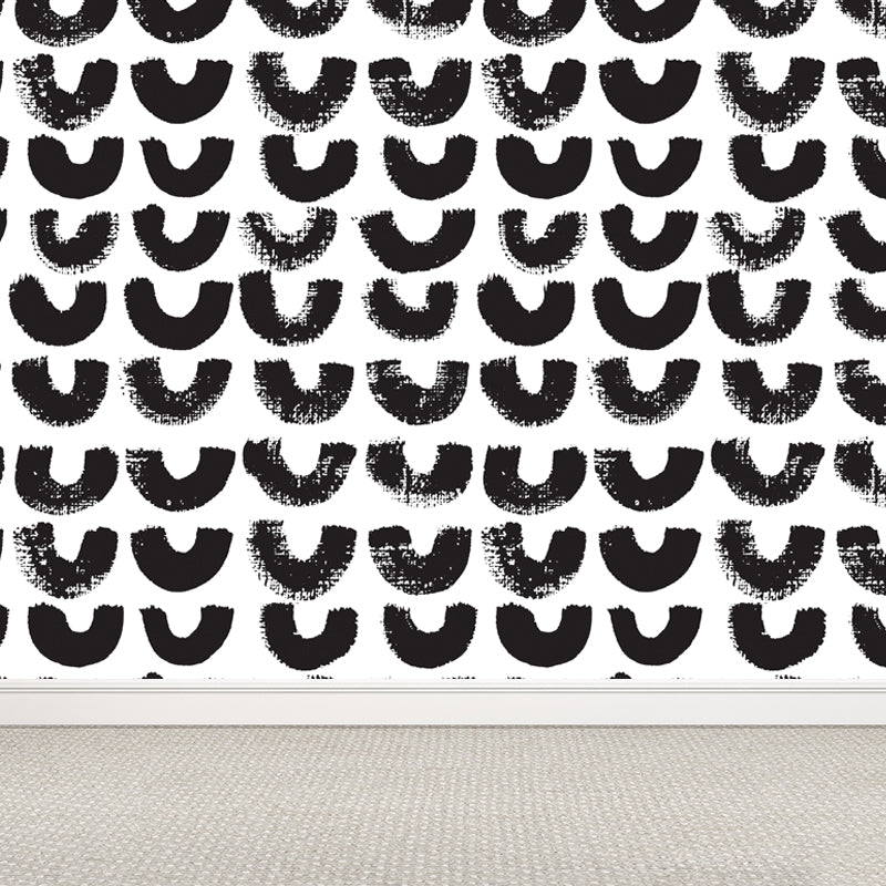 Modern Geometric Wall Mural Non-Woven Stain Resistant Black and White Wall Art for Home Clearhalo 'Wall Decor' 'Wall Mural' 1805875