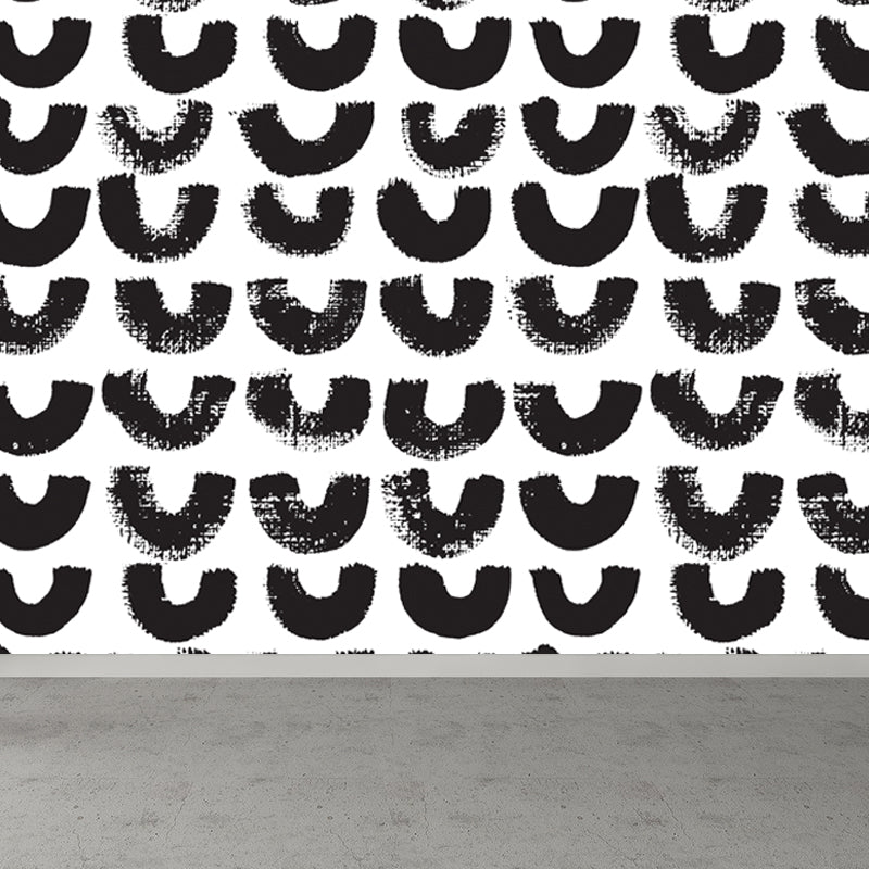 Modern Geometric Wall Mural Non-Woven Stain Resistant Black and White Wall Art for Home Clearhalo 'Wall Decor' 'Wall Mural' 1805876