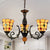 3 Heads Bell Hanging Pendant Rustic Stained Glass Chandelier Light with Jewel Pattern in Yelllow Yellow Clearhalo 'Ceiling Lights' 'Chandeliers' 'Industrial' 'Middle Century Chandeliers' 'Tiffany Chandeliers' 'Tiffany close to ceiling' 'Tiffany' Lighting' 180587