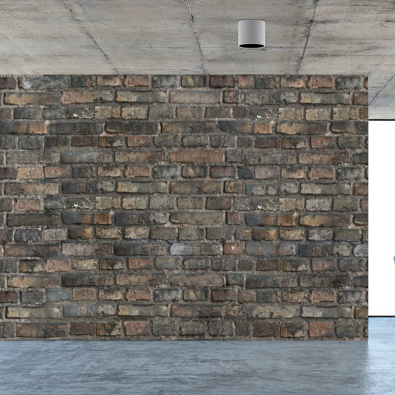 Steampunk Brick Look Wallpaper Mural for Restaurant Custom Wall Decor in Dark Color Dark Gray Clearhalo 'Wall Decor' 'Wall Mural' 1805919
