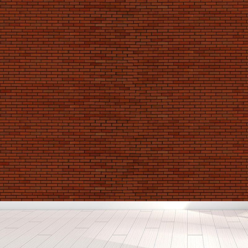 Steampunk Brick Look Wallpaper Mural for Restaurant Custom Wall Decor in Dark Color Red Clearhalo 'Wall Decor' 'Wall Mural' 1805924