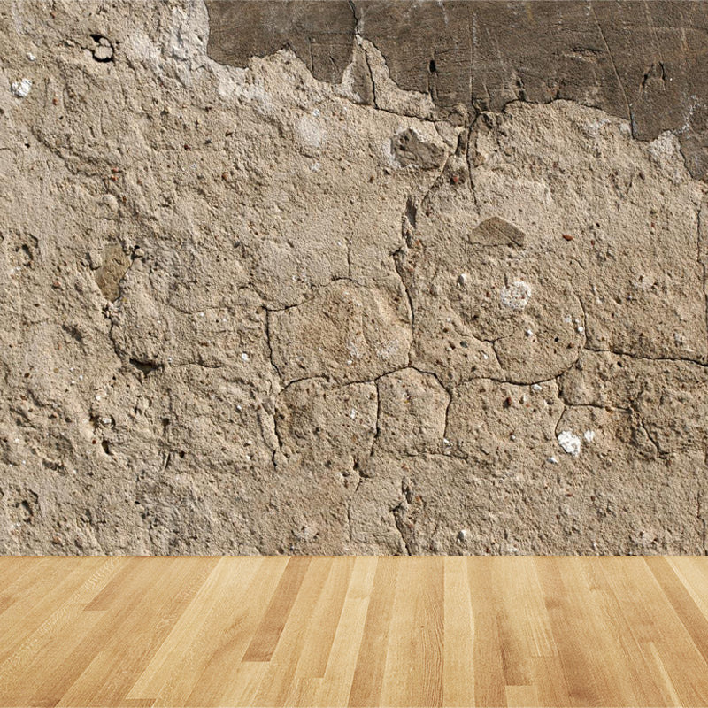 Shabby Stone Mural Wallpaper for Living Room, Light Color, Custom Size Available Brown Clearhalo 'Wall Decor' 'Wall Mural' 1805934