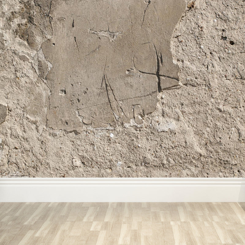 Shabby Stone Mural Wallpaper for Living Room, Light Color, Custom Size Available Light Brown Clearhalo 'Wall Decor' 'Wall Mural' 1805939