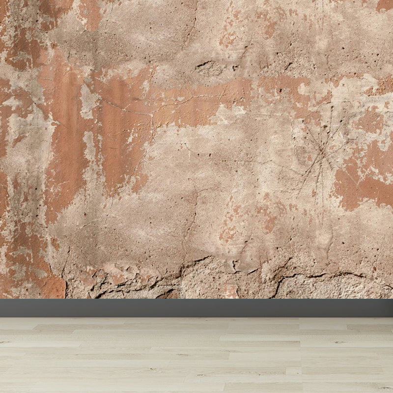 Shabby Stone Mural Wallpaper for Living Room, Light Color, Custom Size Available Light Orange Clearhalo 'Wall Decor' 'Wall Mural' 1805954