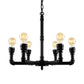 3/6 Heads Hanging Chandelier Lamp Vintage Bare Bulb Metal Pendant Light with Water Pipe in Black Clearhalo 'Cast Iron' 'Ceiling Lights' 'Chandeliers' 'Industrial Chandeliers' 'Industrial' 'Metal' 'Middle Century Chandeliers' 'Rustic Chandeliers' 'Tiffany' Lighting' 180597
